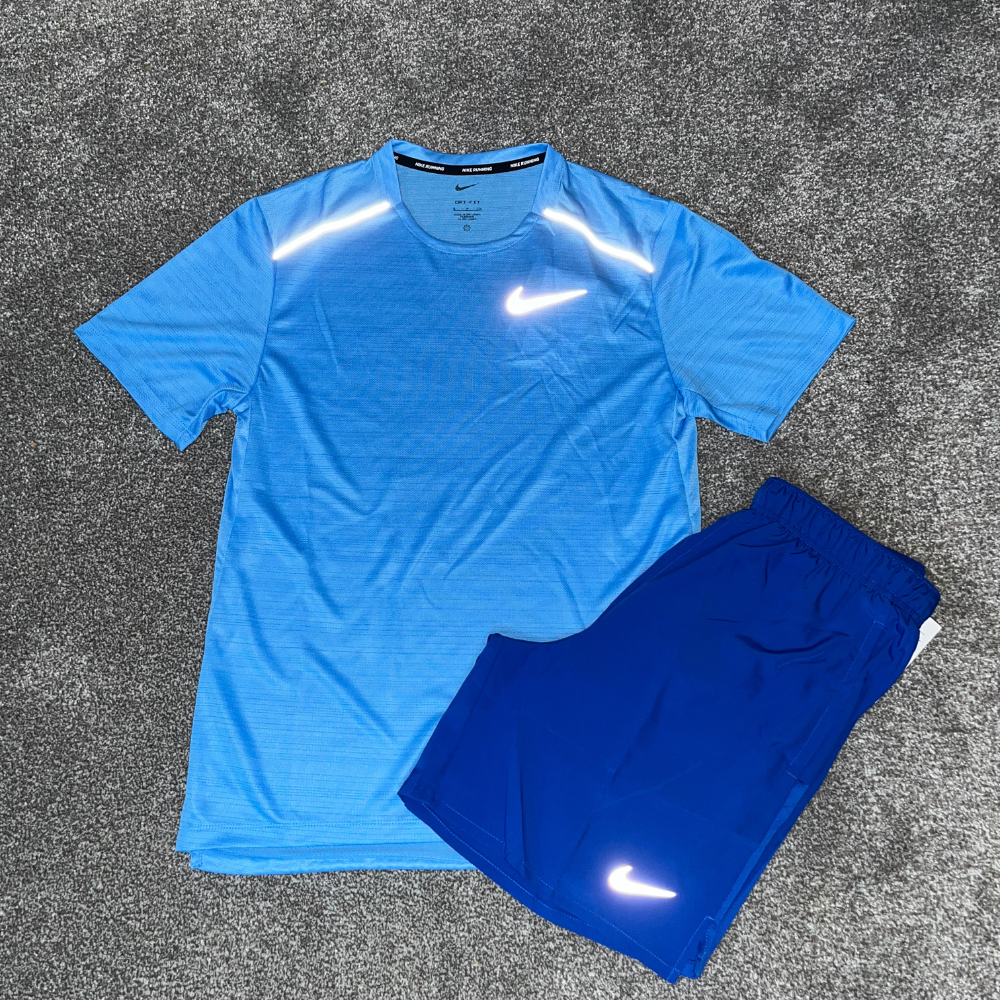 Nike Miler Tee & 7" Challenger Shorts 'Two Tone Blue'