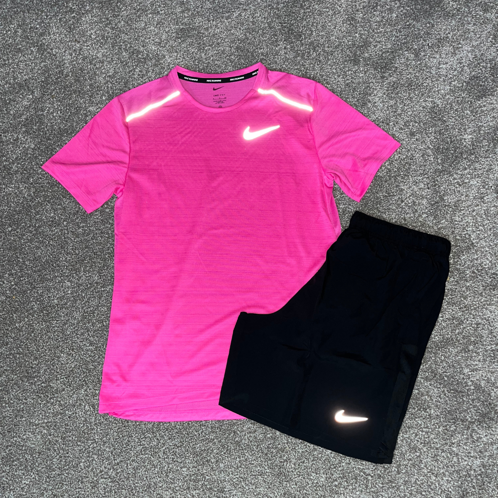 Nike Miler Tee & 7" Challenger Shorts 'Hot Pink'