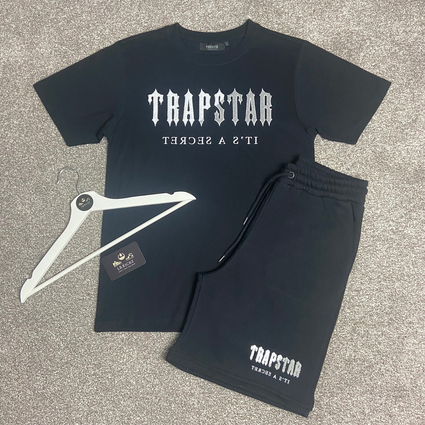 Trapstar Chenille Decoded T-Shirt and Short Set 'Black'